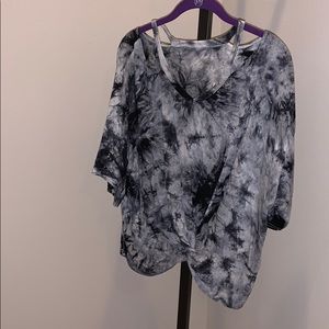 Tie dye open shoulder top